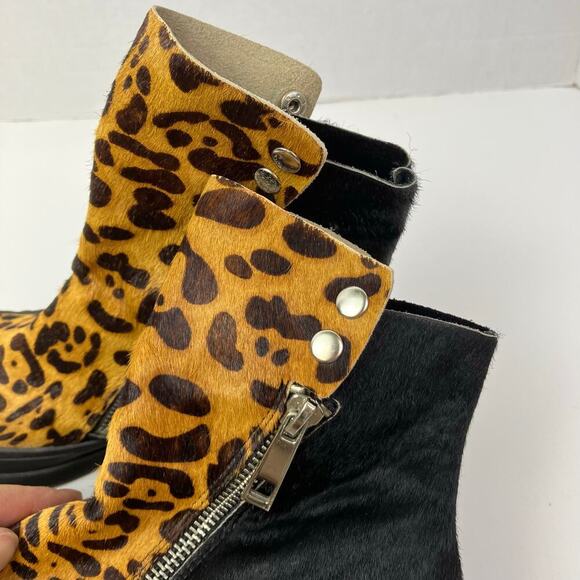 Jeffrey Campbell Ibiza Sci Fi Fur Platform Sneaker Booties Tan Black Leopard 6.5 - Picture 2 of 16